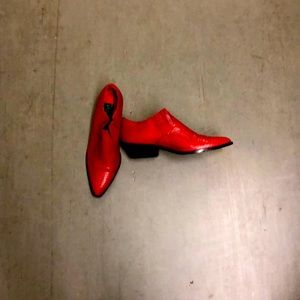 Red snakeskin boots
